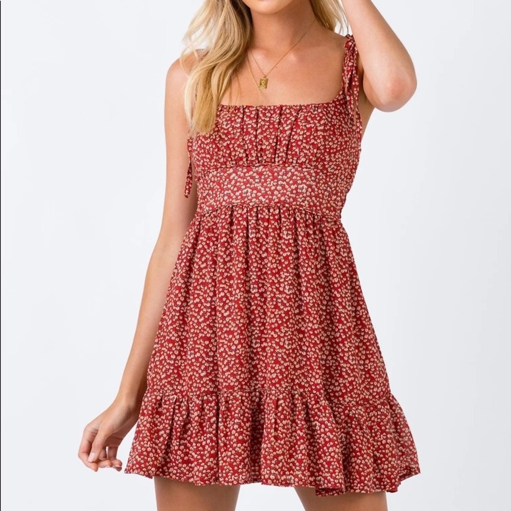Princess Polly The Bonnie Mini Dress Maroon (M)